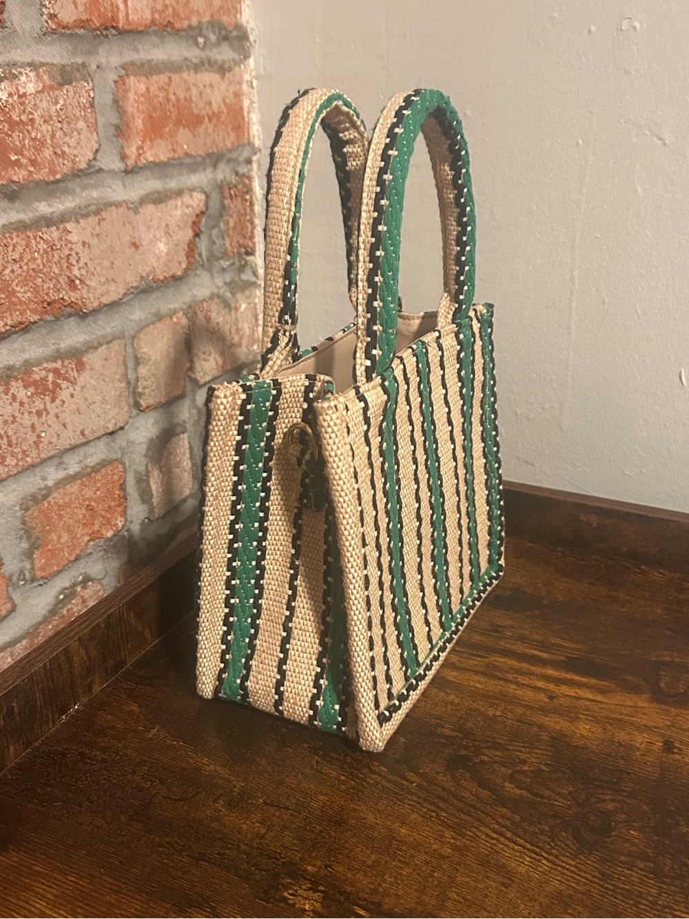 H&M • Jute Striped Mini Tote Bag - Picture 3 of 6